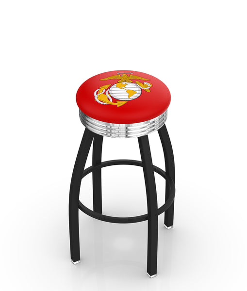 Traditional Red and Yellow United States Marine Corps L8B3C Backless Bar Stool | United States Marine Corps Backless Counter Bar Stool