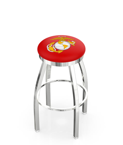 Traditional Red and Yellow United States Marine Corps L8C2C Backless Bar Stool | United States Marine Corps Backless Counter Bar Stool