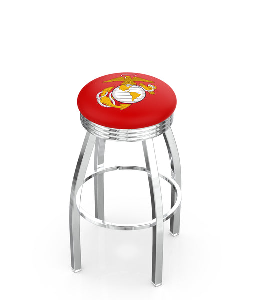 Traditional Red and Yellow United States Marine Corps L8C3C Backless Bar Stool | United States Marine Corps Backless Counter Bar Stool