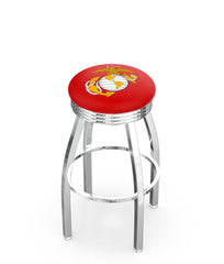 Traditional Red and Yellow United States Marine Corps L8C3C Backless Bar Stool | United States Marine Corps Backless Counter Bar Stool