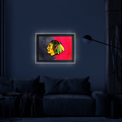 Chicago Blackhawks Backlit LED Sign | NHL Hockey Team Light Up Wall Decor Art