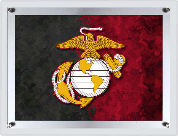 United States Marines Backlit LED Sign | U.S. Marines Backlit Acrylic Sign Traditional Red and Gold