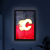 Calgary Flames Backlit LED Light Up Wall Sign | NHL Hockey Team Backlit LED Framed Lite Up Wall Decor Art