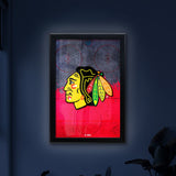 Chicago Blackhawks Backlit LED Light Up Wall Sign | NHL Hockey Team Backlit LED Framed Lite Up Wall Decor Art