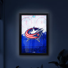 Columbus Blue Jackets Backlit LED Light Up Wall Sign | NHL Hockey Team Backlit LED Framed Lite Up Wall Decor Art