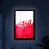 Detroit Red Wings Backlit LED Light Up Wall Sign | NHL Hockey Team Backlit LED Framed Lite Up Wall Decor Art