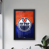 Edmonton Oilers Backlit LED Light Up Wall Sign | NHL Hockey Team Backlit LED Framed Lite Up Wall Decor Art