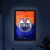 Edmonton Oilers Backlit LED Light Up Wall Sign | NHL Hockey Team Backlit LED Framed Lite Up Wall Decor Art