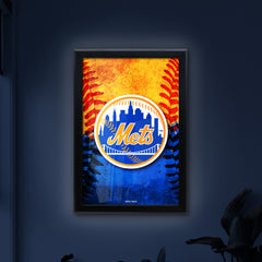 New York Mets Backlit LED Sign | MLB Backlit LED Framed Sign