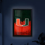 University of Miami Backlit LED Light Up Wall Sign | NCAA College Team Backlit LED Framed Lite Up Wall Decor