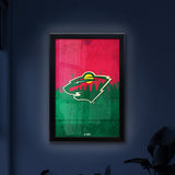 Minnesota Wild Backlit LED Light Up Wall Sign | NHL Hockey Team Backlit LED Framed Lite Up Wall Decor Art