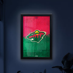 Minnesota Wild Backlit LED Light Up Wall Sign | NHL Hockey Team Backlit LED Framed Lite Up Wall Decor Art