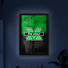 Marshall University Backlit LED Light Up Wall Sign | NCAA College Team Backlit LED Framed Lite Up Wall Decor