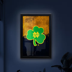 Notre Dame (Shamrock) Backlit LED Light Up Wall Sign | NCAA College Team Backlit LED Framed Lite Up Wall Decor