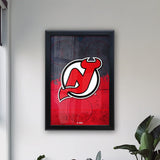 New Jersey Devils Backlit LED Light Up Wall Sign | NHL Hockey Team Backlit LED Framed Lite Up Wall Decor Art