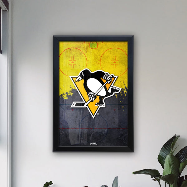 Pittsburgh Penguins Backlit LED Light Up Wall Sign | NHL Hockey Team Backlit LED Framed Lite Up Wall Decor Art