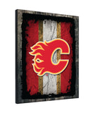 Calgary Flames Barn Wood Wall Art Decor Canvas