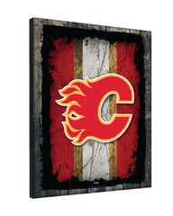 Calgary Flames Barn Wood Wall Art Decor Canvas
