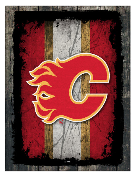 Calgary Flames Barn Wood Wall Art Decor Canvas
