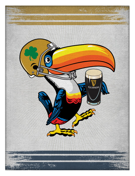 Notre Dame Guinness Beer Toucan Dark Background Wall Decor Canvas