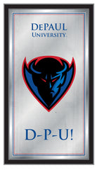 DePaul University Blue Demons Logo Fight Song Mirror by Holland Bar Stool Company
