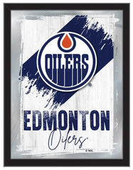 Edmonton Oilers Team Logo Mirror Logo Mirror | NHL Hockey Team Bar Mirror Wall Decor