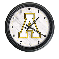 App State Mountaineers Logo Indoor/Outdoor Logo LED Clock from Holland Bar Stool Co Home Sports Decor for gifts