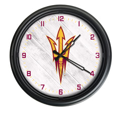 Arizona State Pitchfork Logo Indoor/Outdoor Logo LED Clock from Holland Bar Stool Co Home Sports Decor for gifts
