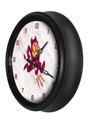 Arizona State Sparky Logo Indoor/Outdoor Logo LED Clock from Holland Bar Stool Co Home Sports Decor for gifts Side View