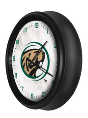 Bemidji State Beavers Logo Indoor/Outdoor Logo LED Clock from Holland Bar Stool Co Home Sports Decor for gifts Side View