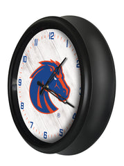 Boise State Broncos Logo Indoor/Outdoor Logo LED Clock from Holland Bar Stool Co Home Sports Decor for gifts Side View