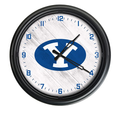 BYU Cougars Logo Indoor/Outdoor Logo LED Clock from Holland Bar Stool Co Home Sports Decor for gifts