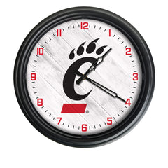 Cincinnati Bearcats Logo Indoor/Outdoor Logo LED Clock from Holland Bar Stool Co Home Sports Decor for gifts