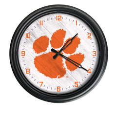 Clemson Tigers Logo Indoor/Outdoor Logo LED Clock from Holland Bar Stool Co Home Sports Decor for gifts