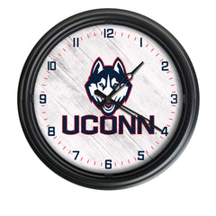 UConn Huskies Logo LED Outdoor Clock by Holland Bar Stool Company Home Sports Decor Gift Idea
