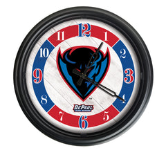 DePaul University Blue Demons Officially Licensed Logo Indoor - Outdoor LED Wall Clock 