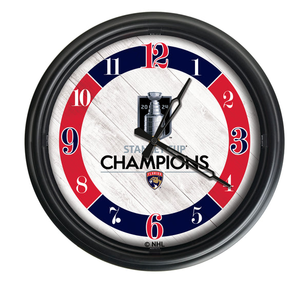 Florida Panthers 2024 Stanley Cup Champions Logo LED Clock | LED Outdoor Clock