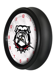 Georgia Bulldogs Logo Indoor/Outdoor Logo LED Clock from Holland Bar Stool Co Home Sports Decor for gifts Side View