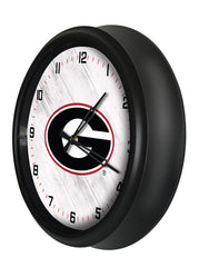 Georgia Bulldogs Block G Logo Indoor/Outdoor Logo LED Clock from Holland Bar Stool Co Home Sports Decor for gifts Side View