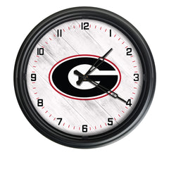 Georgia Bulldogs Block G Logo Indoor/Outdoor Logo LED Clock from Holland Bar Stool Co Home Sports Decor for gifts