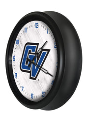Grand Valley State Lakers Logo Indoor/Outdoor Logo LED Clock from Holland Bar Stool Co Home Sports Decor for gifts Side View