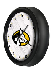 Michigan Tech University Huskies Logo Indoor/Outdoor Logo LED Clock from Holland Bar Stool Co Home Sports Decor for gifts Side View