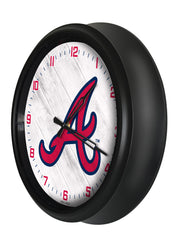 MLB's Atlanta Braves LED Logo Clock for indoor/outdoor use. Side View