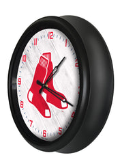 MLB's Boston Red Sox Logo Indoor/Outdoor Logo LED Clock from Holland Bar Stool Co Home Sports Decor for gifts Side View
