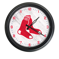 MLB's Boston Red Sox Logo Indoor/Outdoor Logo LED Clock from Holland Bar Stool Co Home Sports Decor for gifts