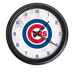 MLB's Chicago Cubs Logo Indoor/Outdoor Logo LED Clock from Holland Bar Stool Co Home Sports Decor for gifts