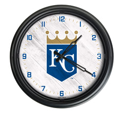 MLB's Kansas City Royals Logo Indoor/Outdoor Logo LED Clock from Holland Bar Stool Co Home Sports Decor for gifts