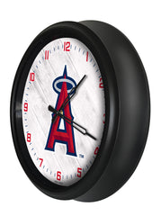 MLB's LA Angels Logo Indoor/Outdoor Logo LED Clock from Holland Bar Stool Co Home Sports Decor for gifts Side View