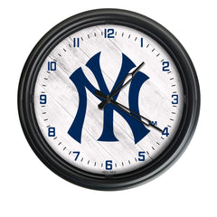 MLB's New York Yankees Logo Indoor/Outdoor Logo LED Clock from Holland Bar Stool Co Home Sports Decor for gifts
