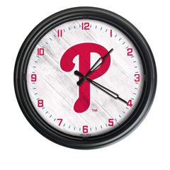 MLB's Philadelphia Phillies Logo Indoor/Outdoor Logo LED Clock from Holland Bar Stool Co Home Sports Decor for gifts